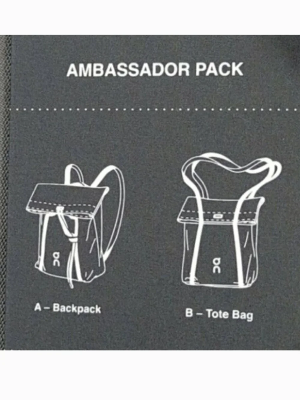 On Running Ambassador Backpack Tote Bag NEW WITHOUT TAGS